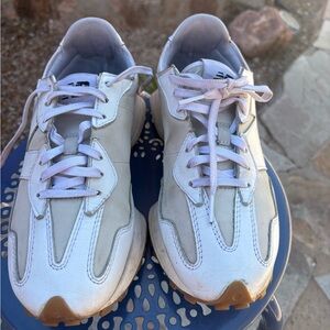 New Balance White and Gray 327 Retro Sneakers